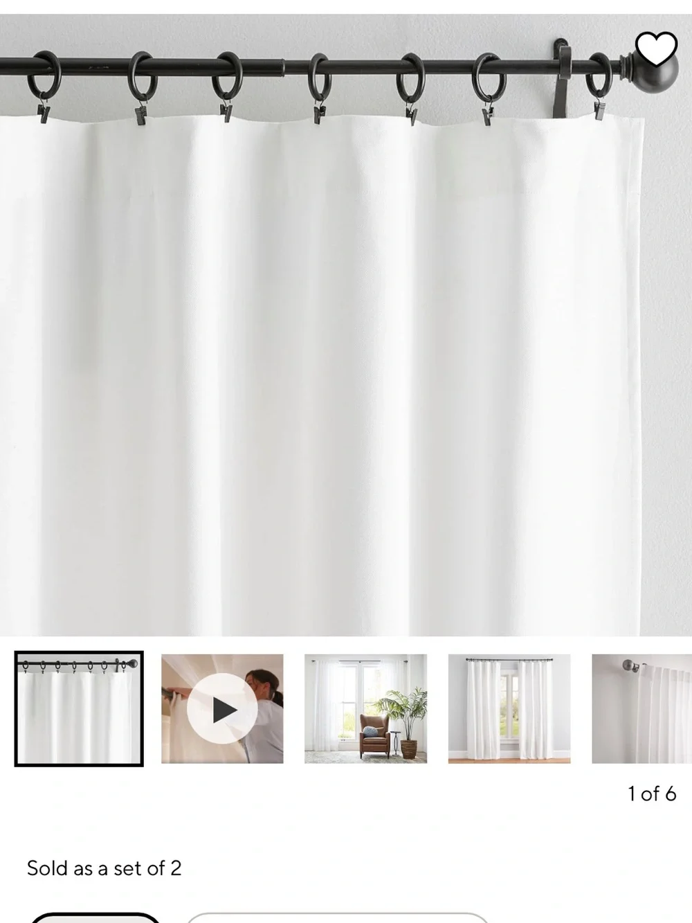 Pottery Barn White Curtains - 4 panels